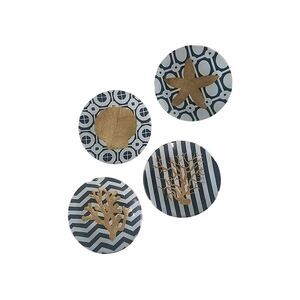 Set 4-COASTAL LIFE/Marine Medley NAVY  GOLD  Appetizer Dessert Plates 6" NEW